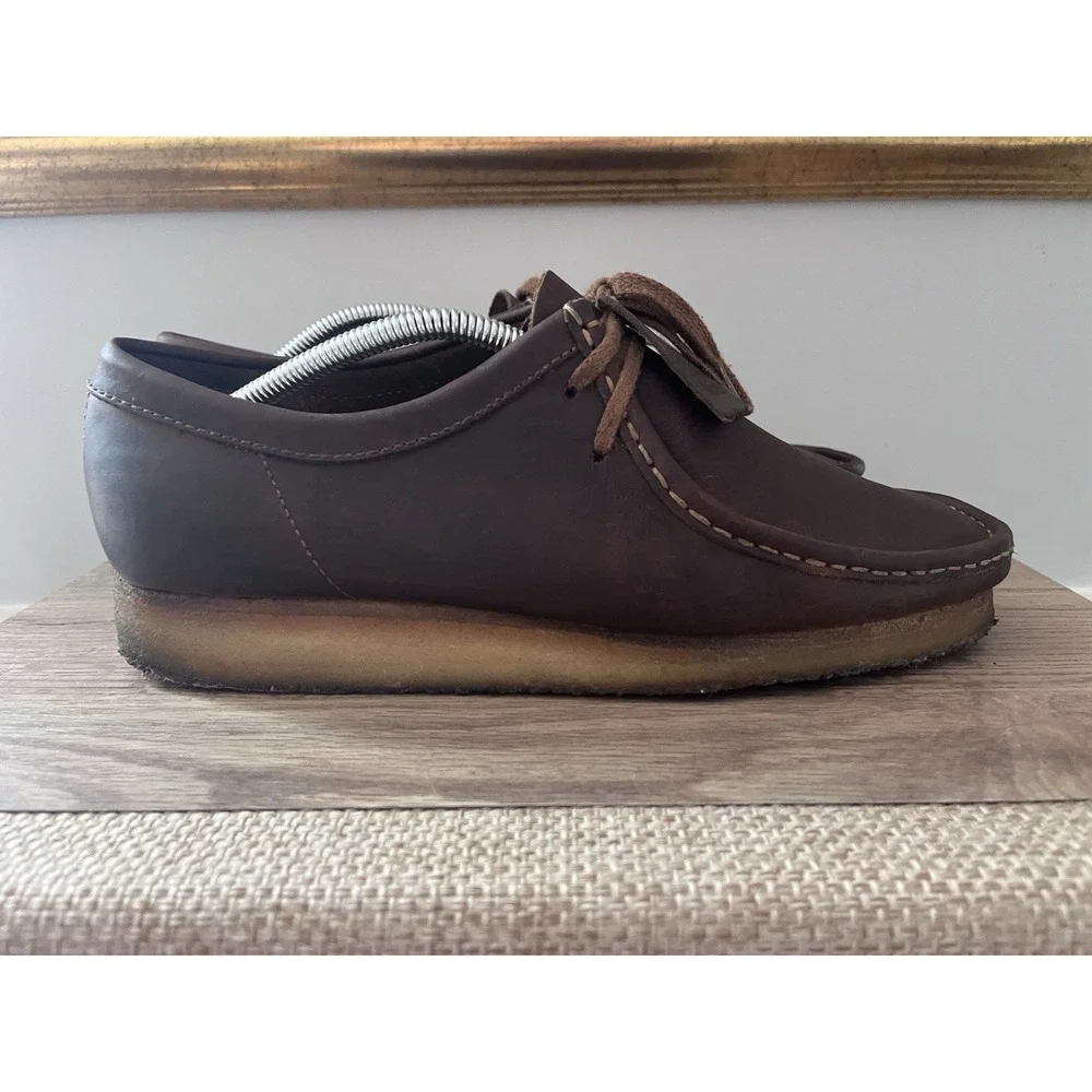 Clarks Wallabee Mens 11 Brown Beeswax Leather Moccasin Crepe Sole Shoes M1